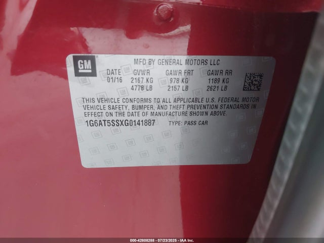 1G6AT5SSXG0141887 Cadillac Cts Premium Collection