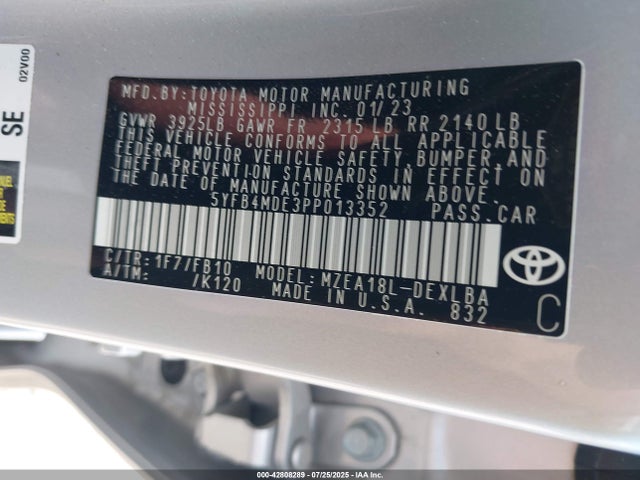 Toyota m20a-fks 2023 5YFB4MDE3PP013352 Image 9