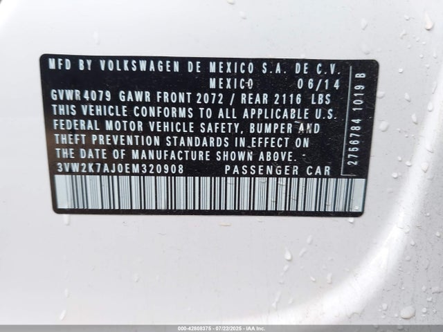 Volkswagen 2014 2014 3VW2K7AJ0EM320908 Image 9