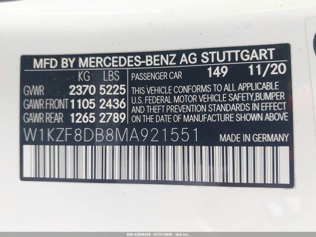 W1KZF8DB8MA921551 Mercedes-Benz m264