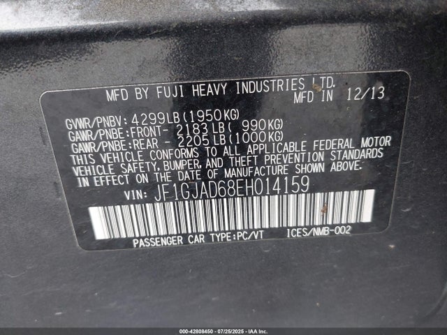 JF1GJAD68EH014159 Subaru 2014