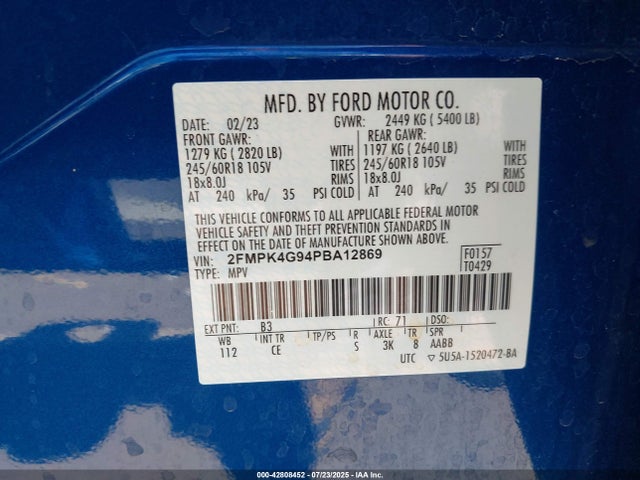 2FMPK4G94PBA12869 Ford gtdi