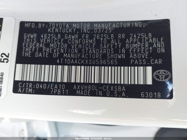 Toyota a25a-fxs 2025 4T1DAACKXSU596565 Image 9