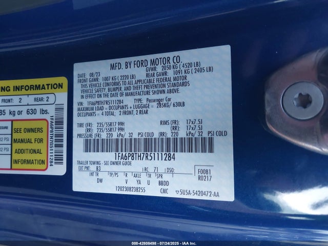 Ford 4v 2024 1FA6P8TH7R5111284 Image 9
