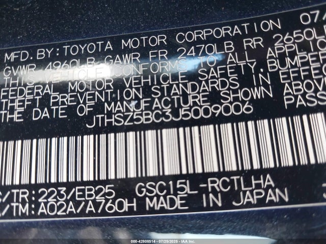 JTHSZ5BC3J5009006 Lexus 2gr-fks
