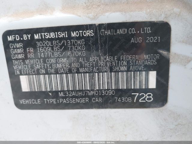 2021 MITSUBISHI MIRAGE ML32AUHJ7MH013090 Photo 8