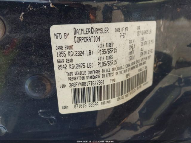 2007 CHRYSLER PT CRUISER 3A8FY48B17T627991 Photo 8