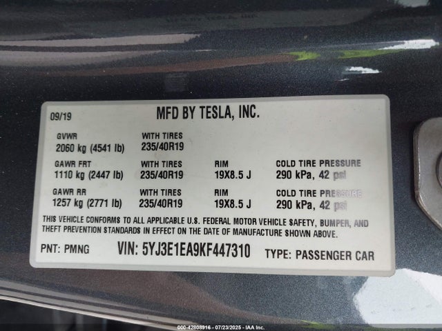 Tesla 2019 2019 5YJ3E1EA9KF447310 Image 9