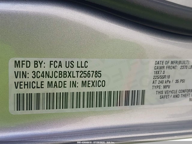 Jeep Compass 2020 3C4NJCBBXLT256785 Image 9