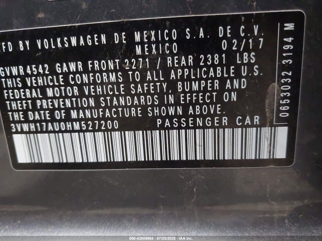 3VWH17AU0HM527200 Volkswagen 1.8 tsi