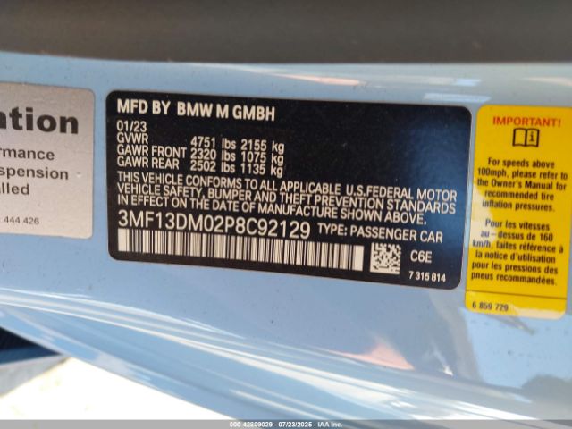 2023 BMW M2 3MF13DM02P8C92129 Photo 8