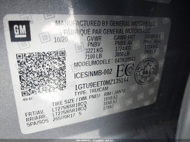 1GTU9EET0MZ135164 GMC lm2