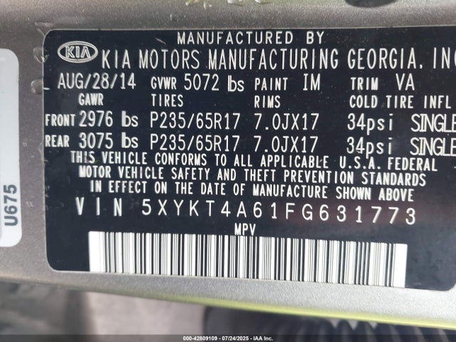5XYKT4A61FG631773 KIA dohc t-gdi theta-ii