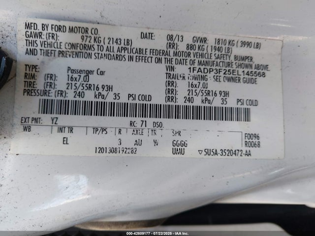 Ford 2014 2014 1FADP3F25EL145568 Image 9