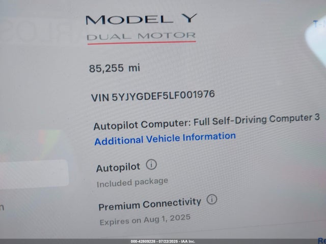 2020 TESLA MODEL Y 5YJYGDEF5LF001976 Photo 6