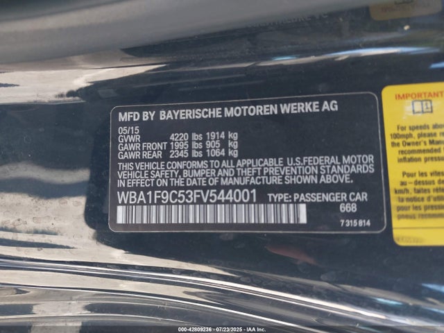 BMW 228I 2015 WBA1F9C53FV544001 Image 9