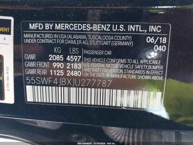 55SWF4JBXJU277787 Mercedes-Benz m274