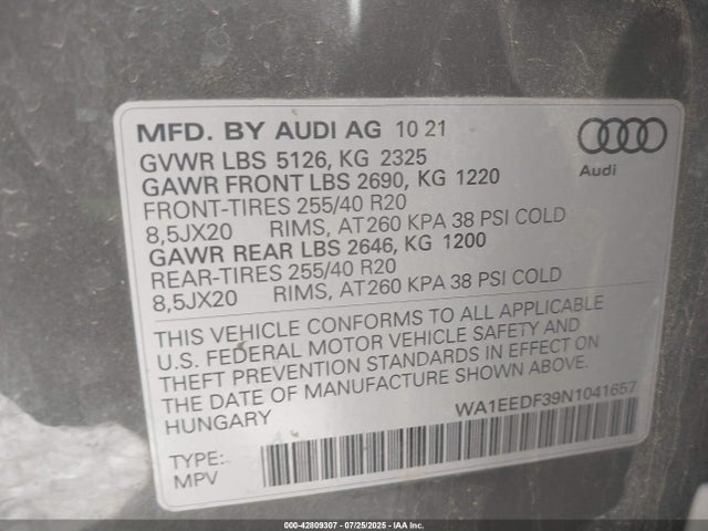 2022 AUDI Q3 WA1EEDF39N1041657 Photo 8