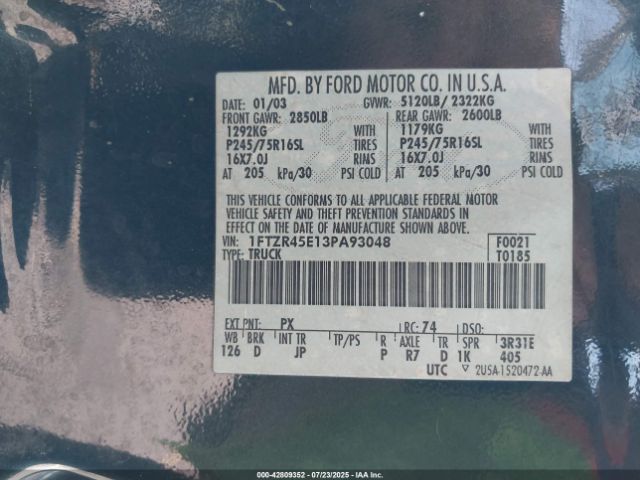 2003 FORD RANGER 1FTZR45E13PA93048 Photo 8