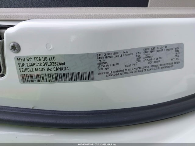 Chrysler Voyager 2020 2C4RC1DG9LR262654 Image 9