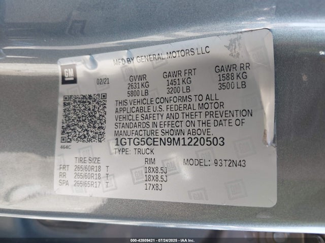 1GTG5CEN9M1220503 GMC lgz - di, vvt, alum, var2, gen 2
