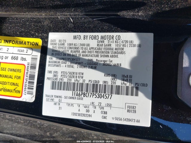 Ford tivct 2023 1FA6P8CF7P5304577 Image 9