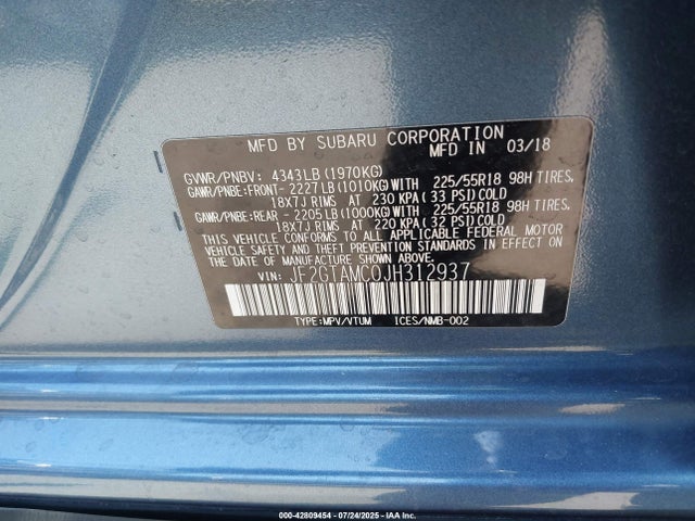 JF2GTAMC0JH312937 Subaru naturally aspirated