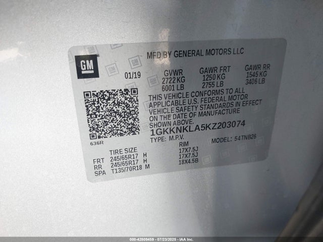 1GKKNKLA5KZ203074 GMC lcv - spark ignited direct injection, variable valve timing, dcvcp, e85 max, e0-e100, alum