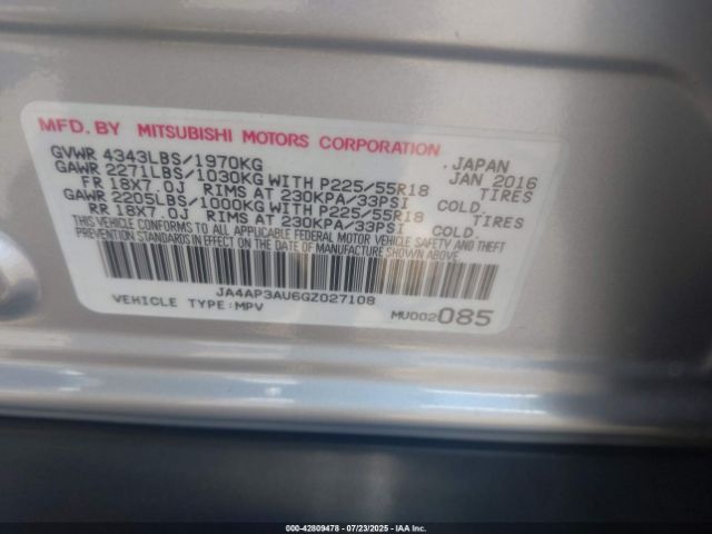 2016 MITSUBISHI OUTLANDER SPORT JA4AP3AU6GZ027108 Photo 8