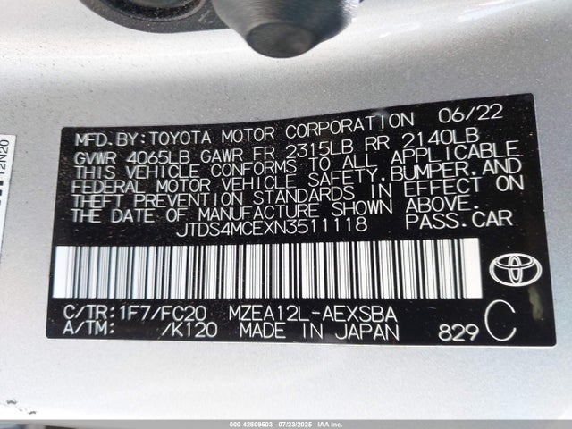 JTDS4MCEXN3511118 Toyota m20a-fks