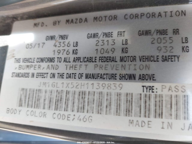 JM1GL1X52H1139839 Mazda py