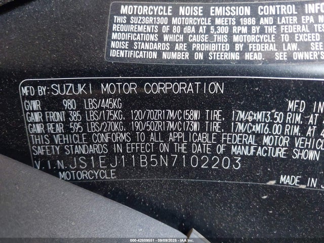 JS1EJ11B5N7102203 Suzuki Dxa1-