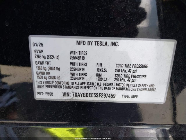 2025 TESLA MODEL Y 7SAYGDEE5SF297459 Photo 8