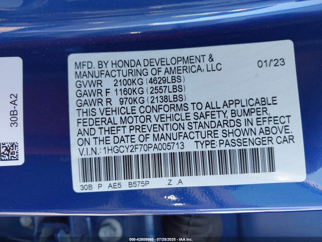 1HGCY2F70PA005713 Honda lfc5