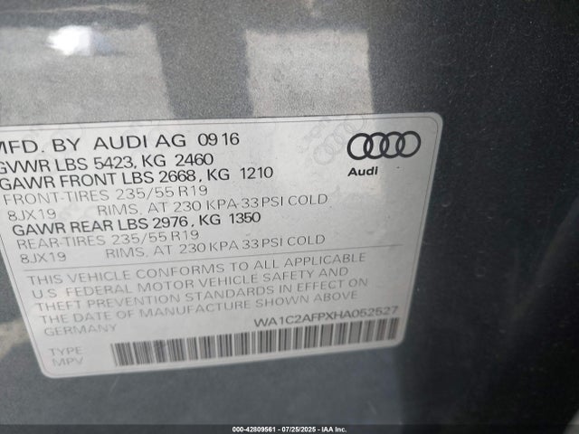 WA1C2AFPXHA052527 Audi 2.0t