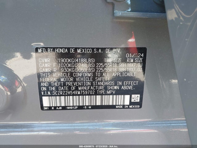 3CZRZ2H54RM759702 Honda k20z5