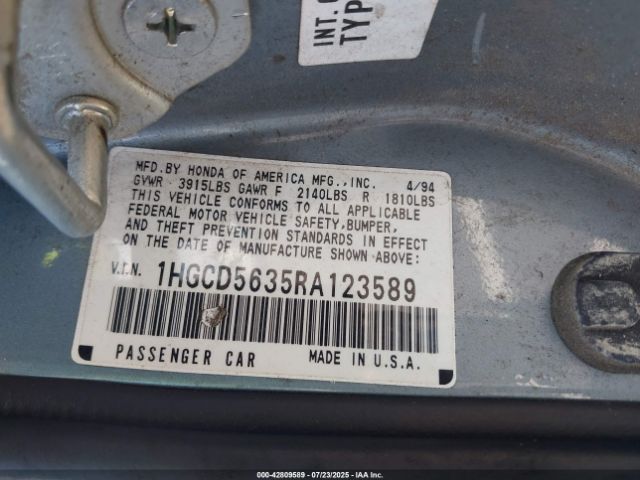 1994 HONDA ACCORD 1HGCD5635RA123589 Photo 8