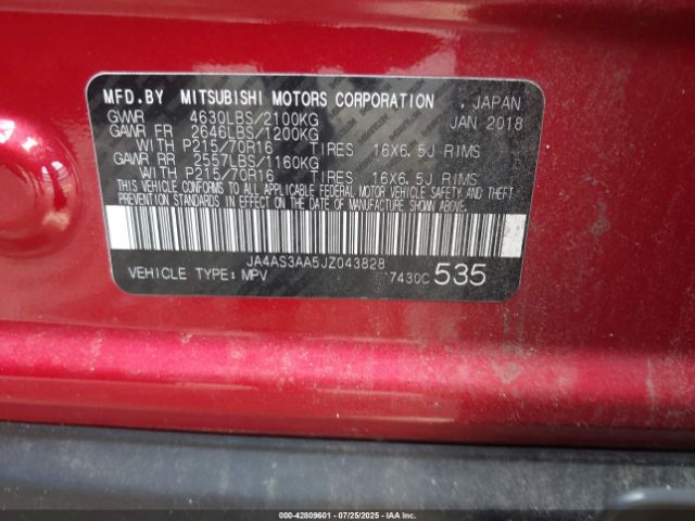 2018 MITSUBISHI ECLIPSE CROSS JA4AS3AA5JZ043828 Photo 8