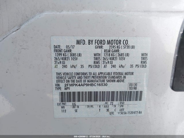 2FMPK4AP9HBC16530 Ford 2.7l gtdi