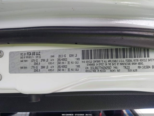 3C6JR6CT7HG542567 RAM 1500