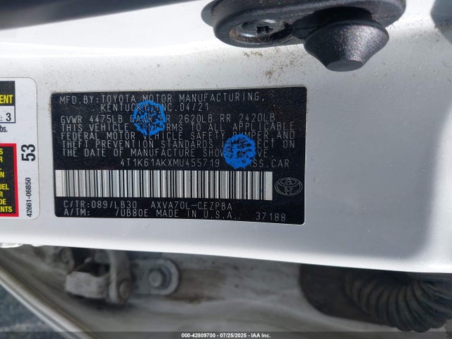 4T1K61AKXMU455719 Toyota a25a-fks