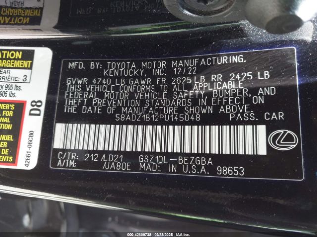 2023 LEXUS ES 350 58ADZ1B12PU145048 Photo 8
