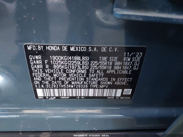 3CZRZ1H53RM729326 Honda k20z5