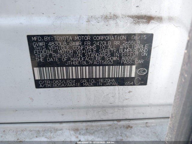 Lexus 2gr-fse 2015 JTHBE1BL7FA015653 Image 9