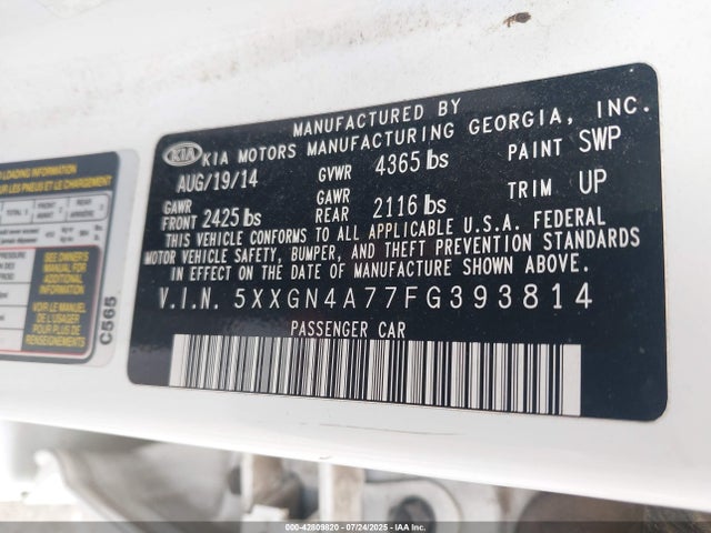 5XXGN4A77FG393814 KIA dohc gdi theta ii