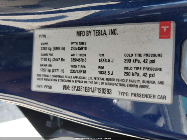 2018 TESLA MODEL 3 5YJ3E1EB1JF120293 Photo 8