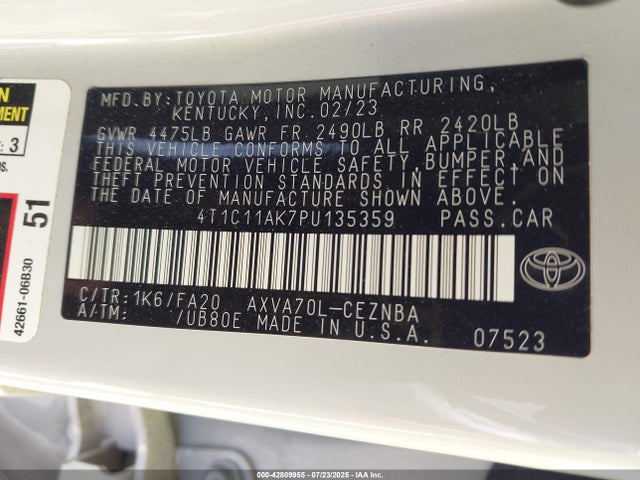 2023 TOYOTA CAMRY 4T1C11AK7PU135359 Photo 8