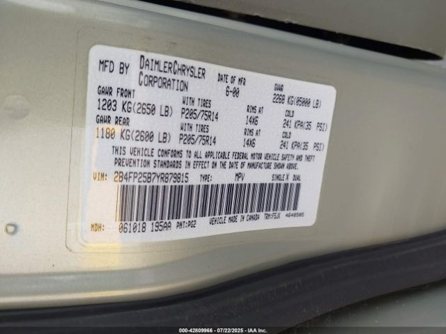 2000 DODGE CARAVAN 2B4FP25B7YR879815 Photo 8