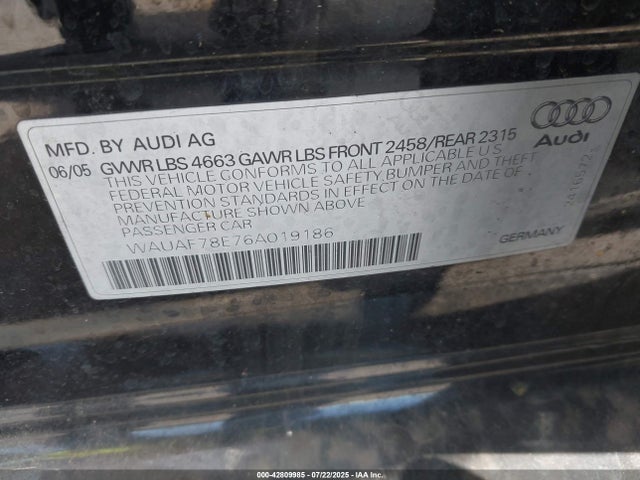 2006 AUDI A4 WAUAF78E76A019186 Photo 8