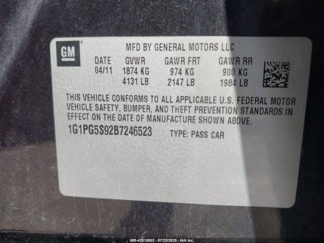 2011 CHEVROLET CRUZE 1G1PG5S92B7246523 Photo 8